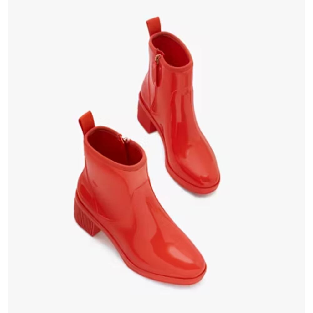 Red Rubber Ankle Boots - Women